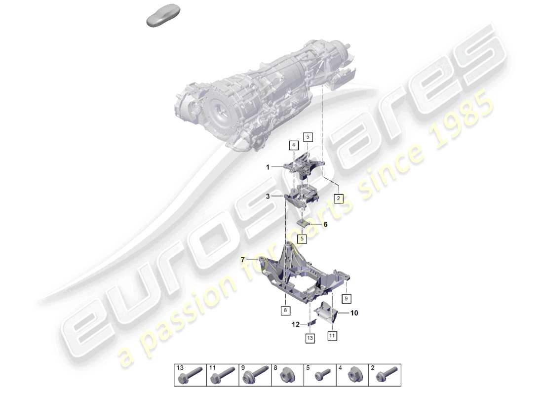 porsche 2026 (cayenne e3 pa) schéma des pièces du support de transmission de montage de boîte de vitesses