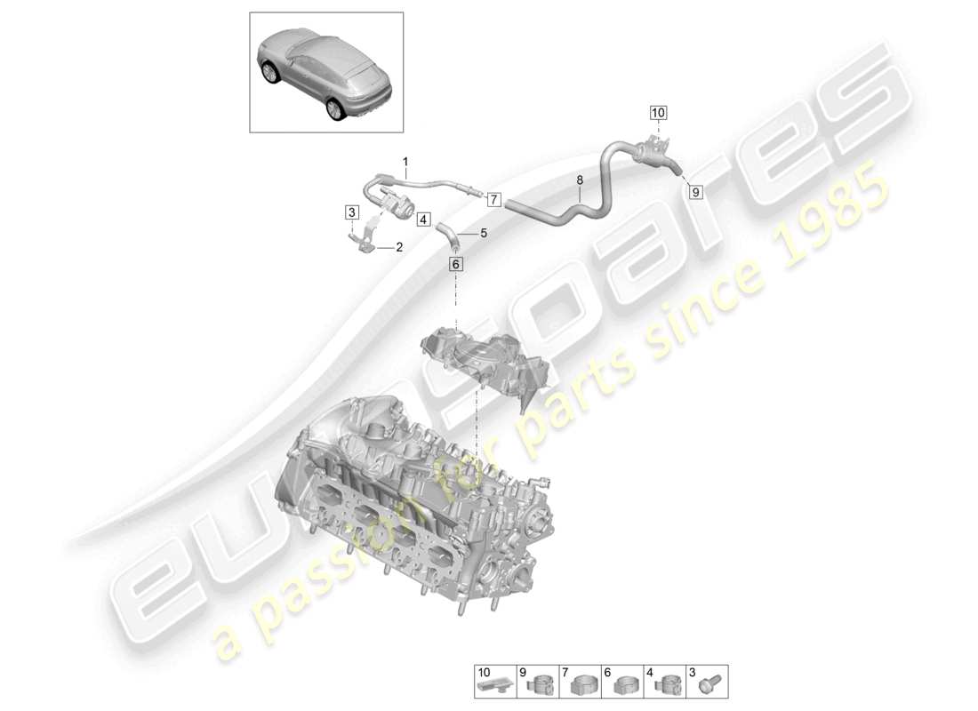 porsche 2021 (macan) schéma des pièces du réservoir de carburant de la conduite de reniflard