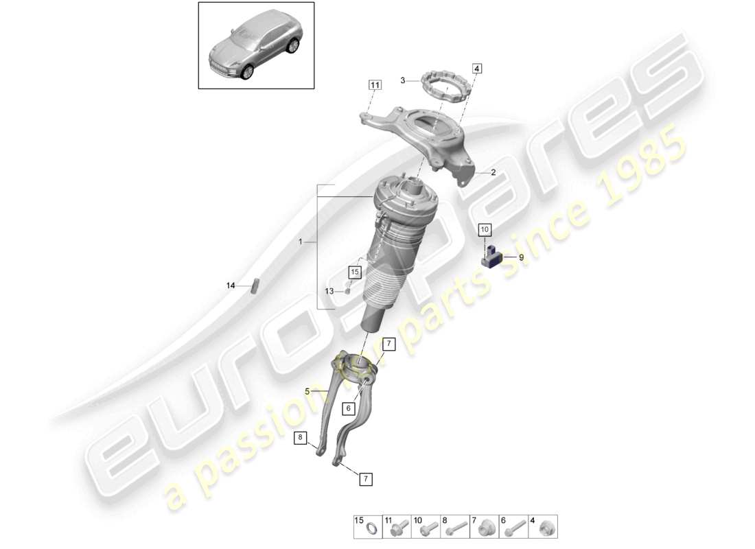 porsche 2021 (macan) suspension pneumatique schéma des pièces