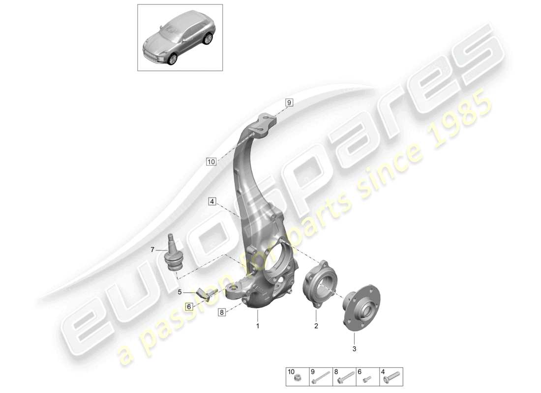 porsche 2021 (macan) montage pivotant moyeu de roue schéma des pièces