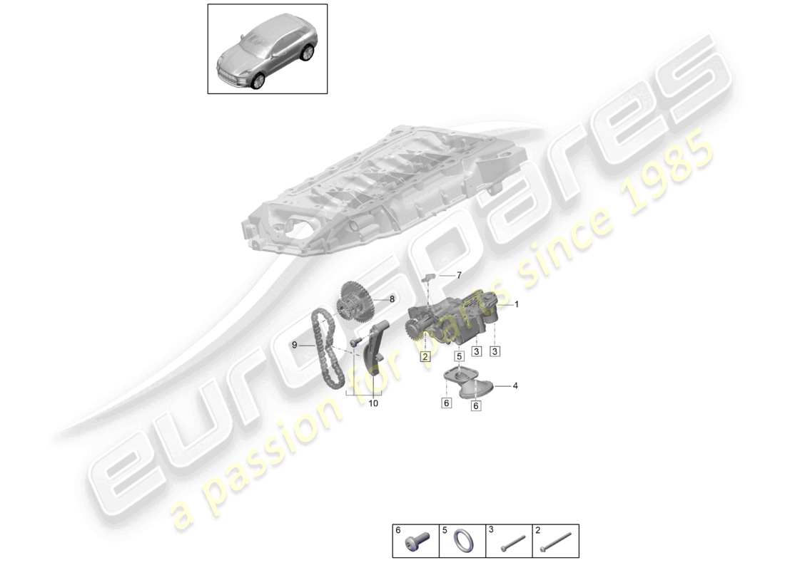 porsche 2021 (macan) pompe à huile schéma des pièces