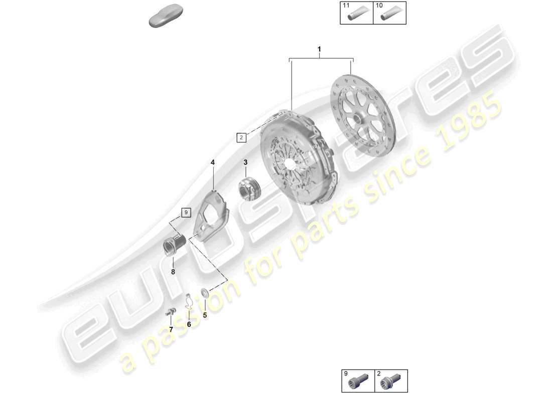 porsche 2025 (992-2 gt3/rs/st) boîte de vitesses manuelle accouplement schéma des pièces