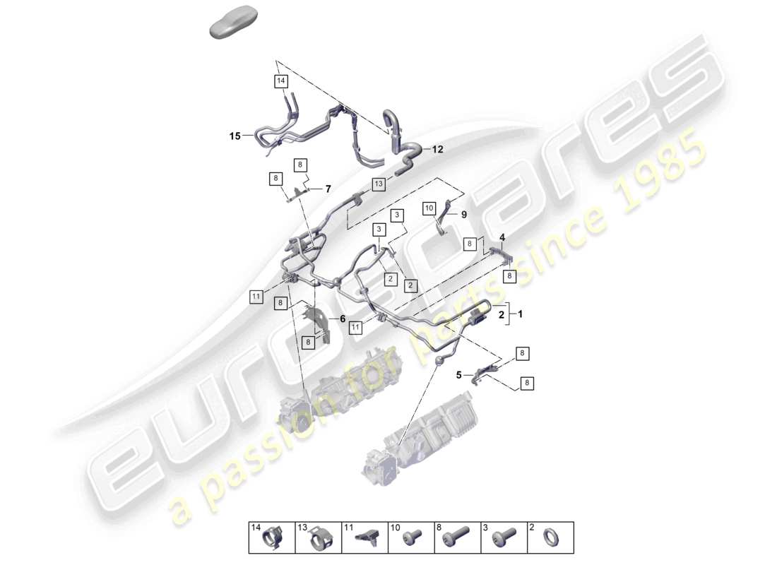 porsche 2023 (cayenne e3 pa) schéma des pièces de ventilation du réservoir de conduite de reniflard