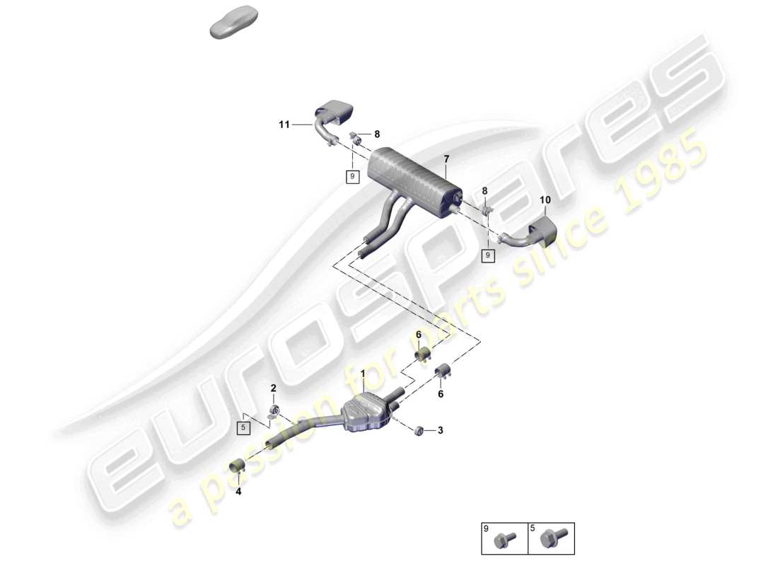 porsche 2026 (cayenne e3 pa) système d'échappement silencieux avant silencieux arrière tuyau d'échappement schéma des pièces