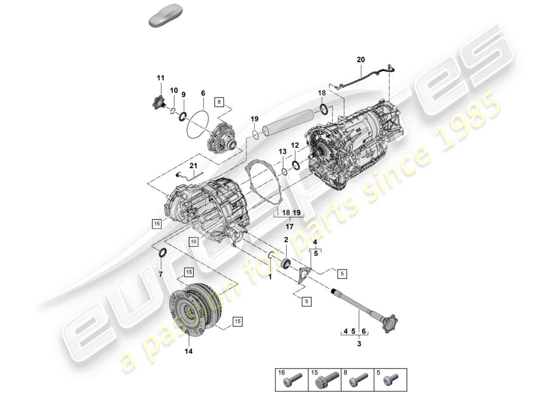 porsche 2026 (cayenne e3 pa) 8-speed boîte de vitesses automatique pour transmission intégrale schéma des pièces du convertisseur d'arbre à bride