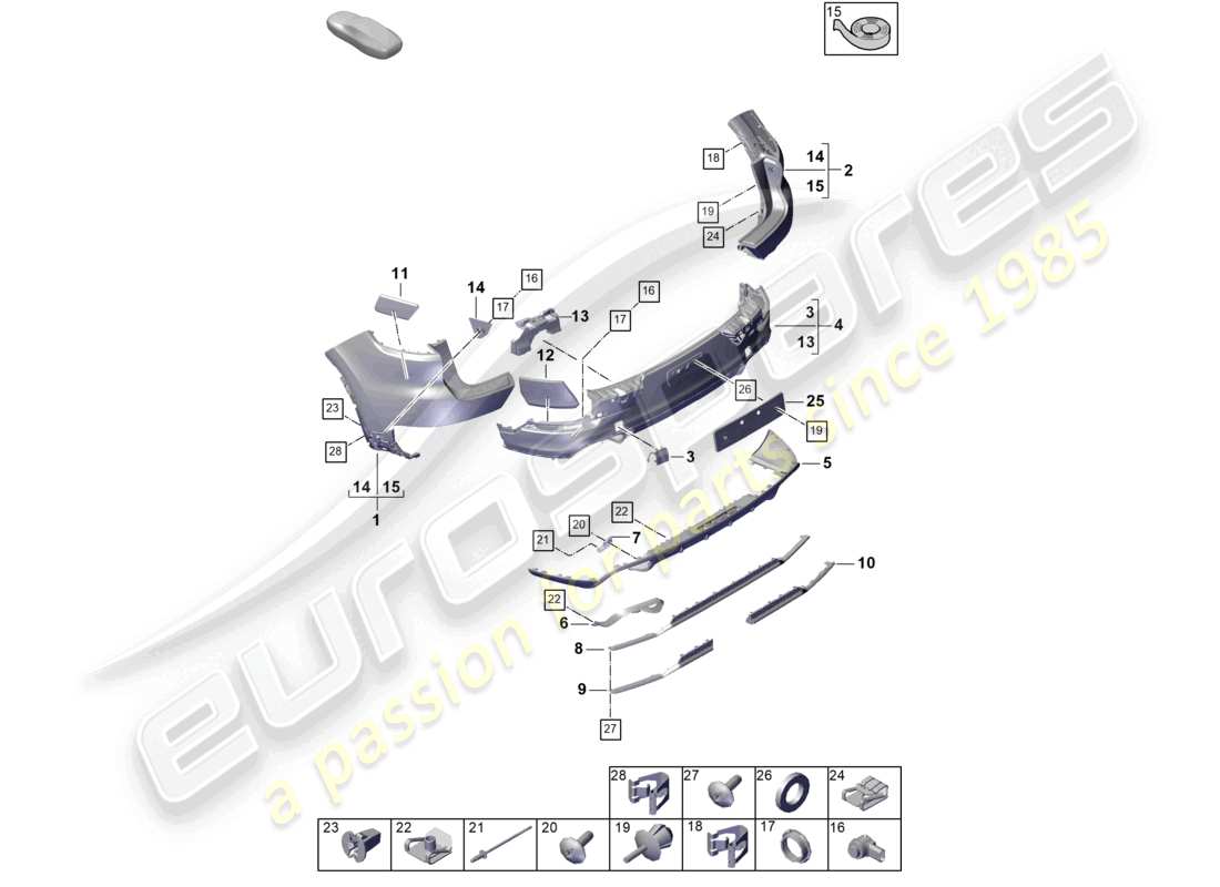 schéma de pièce contenant le numéro de pièce 9y3807543bcg2x