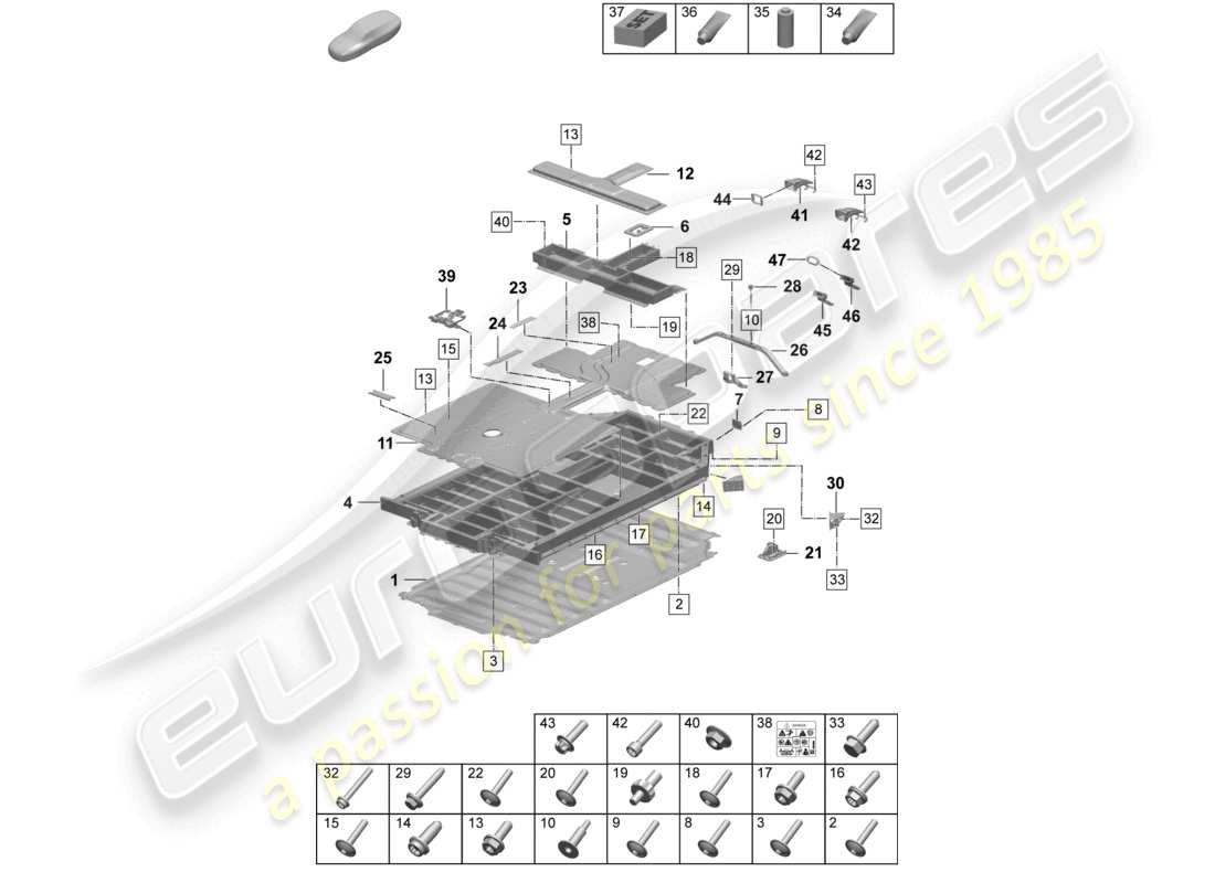schéma de pièce contenant le numéro de pièce pad971501