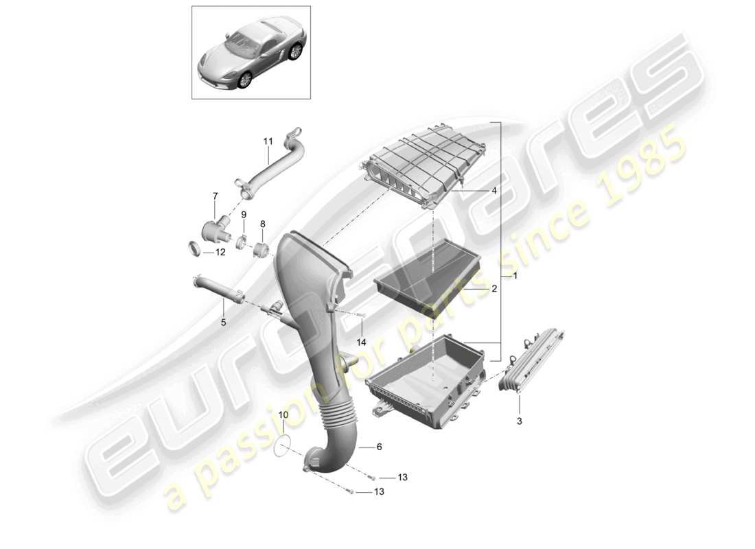 porsche 2024 (718 boxster) filtre à air schéma des pièces