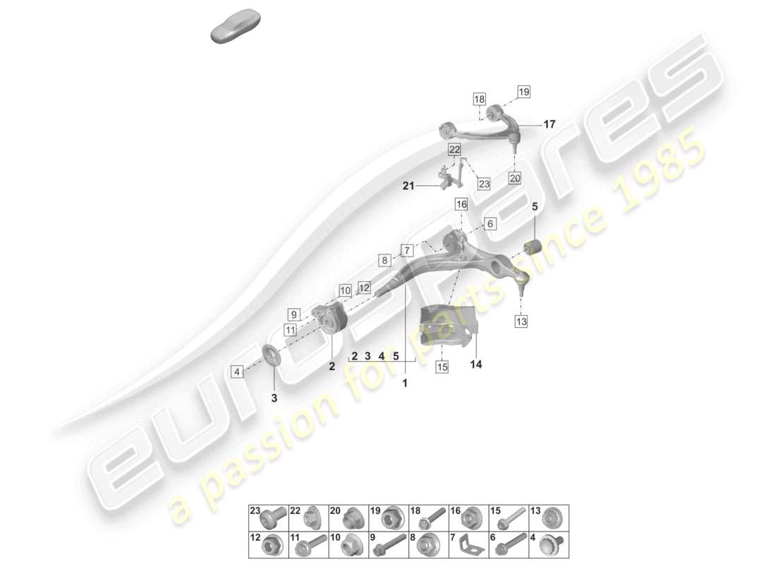 porsche 2022 (panamera 971-2) schéma des pièces du wishbone