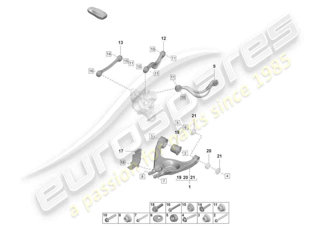 porsche 2021 (panamera 971-2) schéma des pièces du wishbone