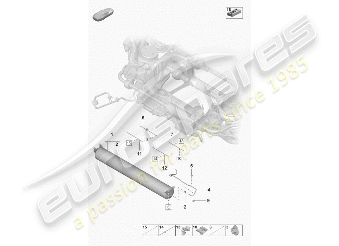 porsche 2022 (taycan 9j1-1) diagramme des pièces de la conduite d'air de l'accumulateur de pression