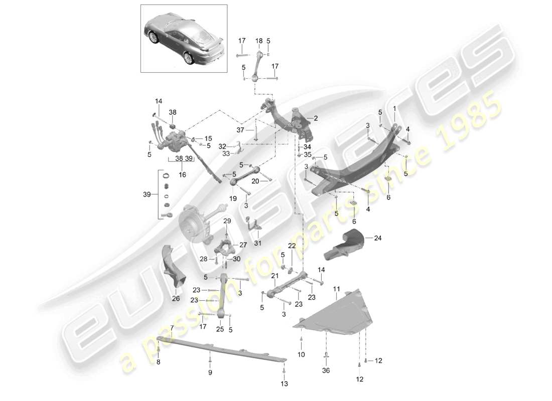 porsche 2021 (991-2 r/gt3/rs) essieu arrière partie latérale guide de support d >>- mj 2017 schéma des pièces
