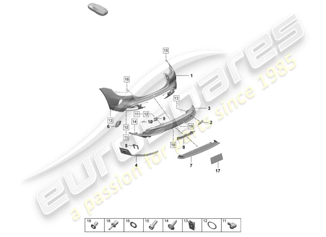 porsche 2026 (taycan 9j1-2) pare-chocs arrière modèle spécial schéma des pièces