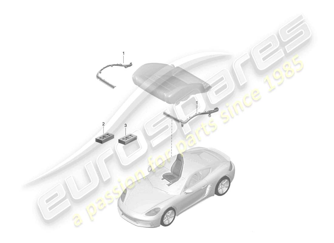 porsche 2021 (718 cayman) rembourrage de siège cadre siège sport plus kit de réparation reconnaissance de siège occupé diagramme des pièces