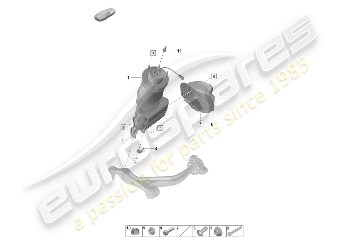 porsche 2023 (taycan 9j1-1) suspension pneumatique schéma des pièces