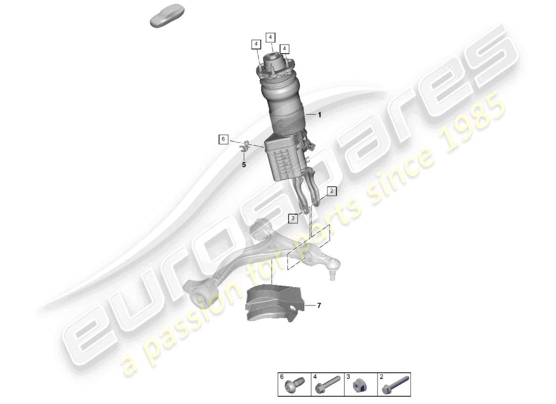 porsche 2024 (panamera 976) schéma complet des pièces de la jambe de suspension pneumatique