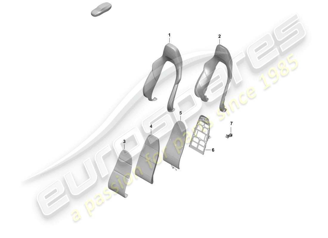 porsche 2021 (718 cayman gt4) pièce en mousse housse de dossier siège sport plus diagramme des pièces