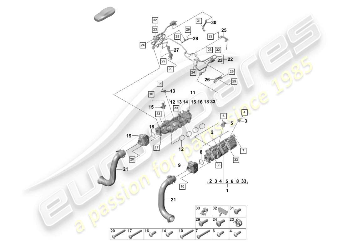 porsche 2021 (panamera 971-2) schéma des pièces de ventilation du collecteur d'admission pour réservoir de carburant