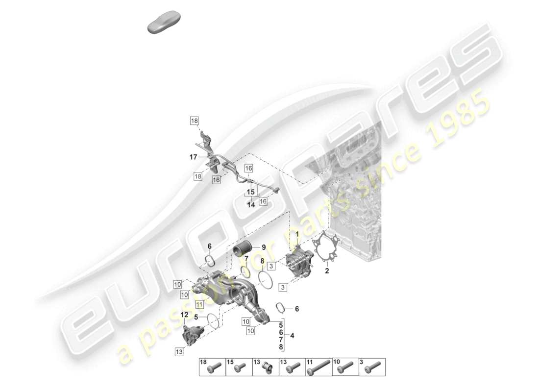 porsche 2021 (panamera 971-2) schéma des pièces du boîtier du thermostat de la pompe à liquide de refroidissement et de la conduite de reniflard