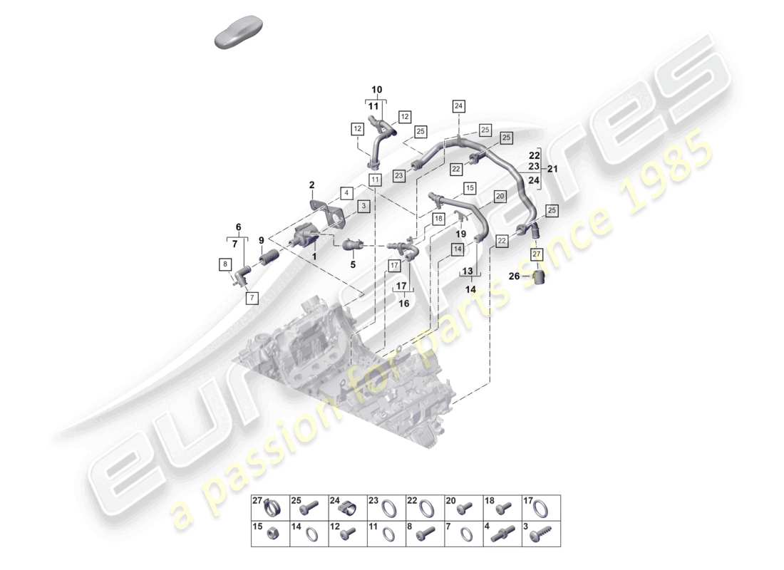 porsche 2021 (panamera 971-2) système de refroidissement du liquide de refroidissement 2 schéma des pièces