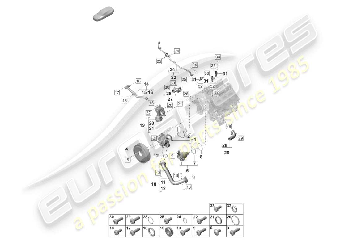 porsche 2021 (panamera 971-2) boîtier de thermostat de pompe à liquide de refroidissement tuyau de liquide de refroidissement conduite de reniflard schéma des pièces