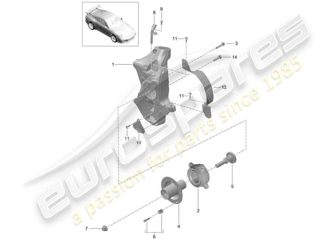 porsche 2021 (991-2 r/gt3/rs) support de roue moyeu de roue d - mj 2019>>schéma des pièces speedster