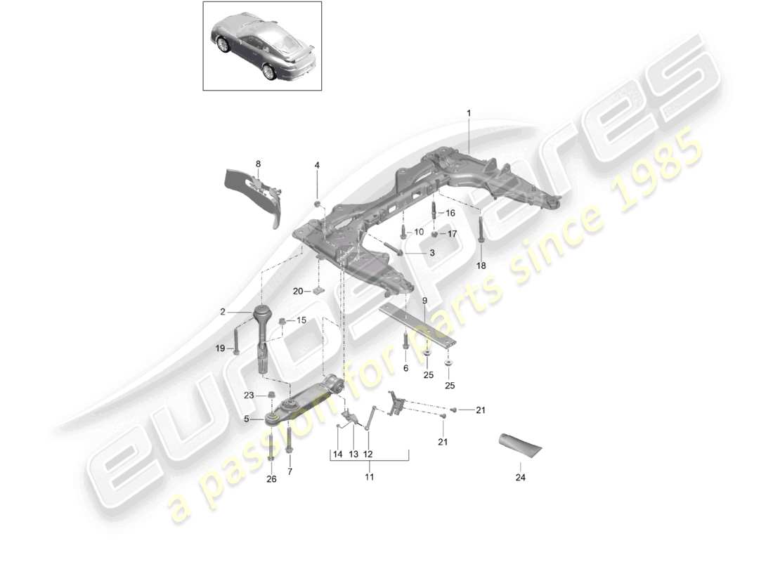 porsche 2021 (991-2 r/gt3/rs) traverse wishbone d - mj 2018>> schéma des pièces