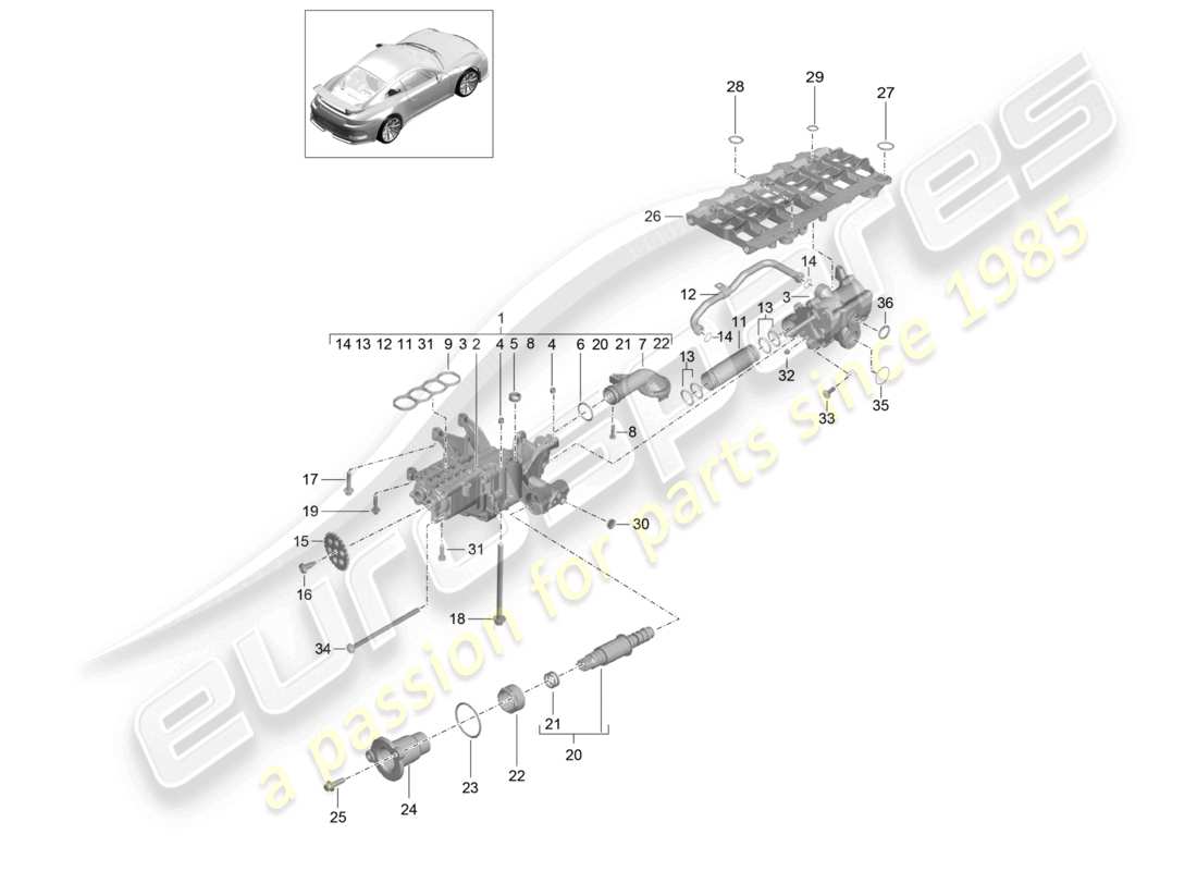 porsche 2021 (991-2 r/gt3/rs) pompe à huile schéma des pièces