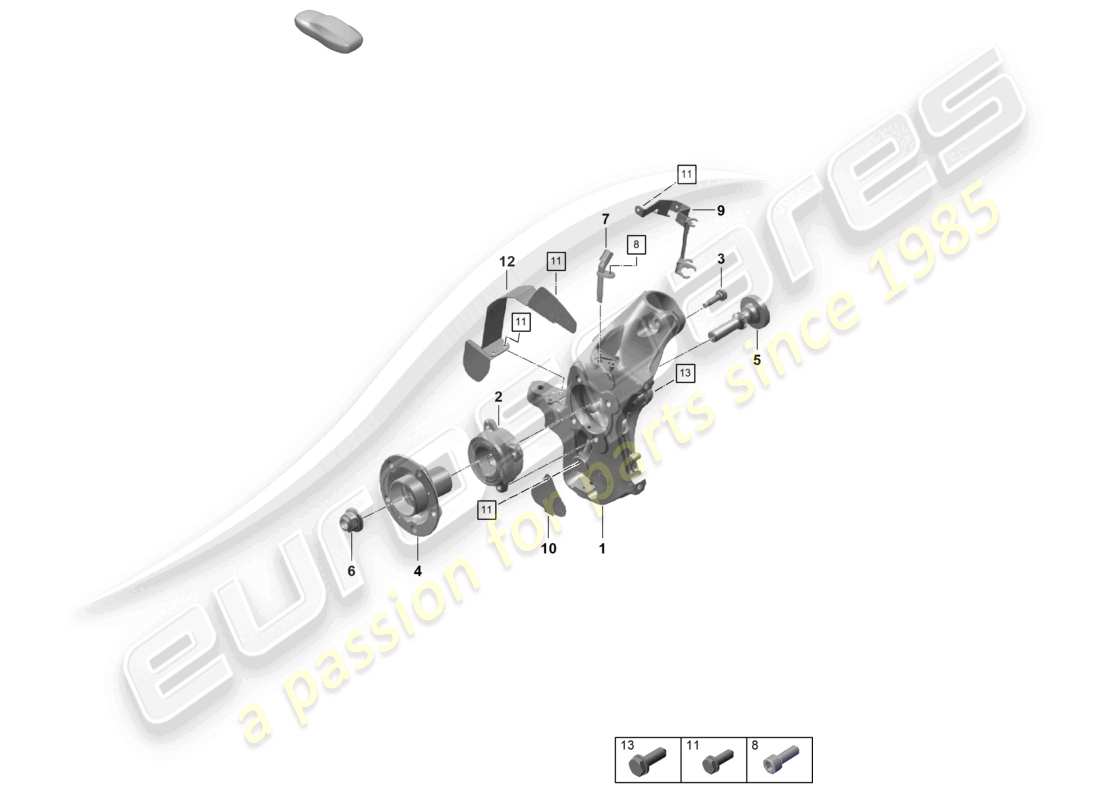porsche 2024 (718 boxster spyder) schéma des pièces du moyeu de roue du support de roue