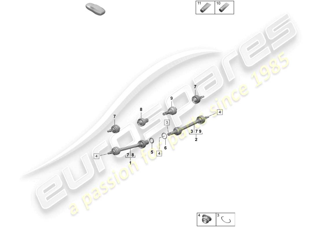 porsche 2021 (taycan 9j1-1) arbre de transmission schéma des pièces