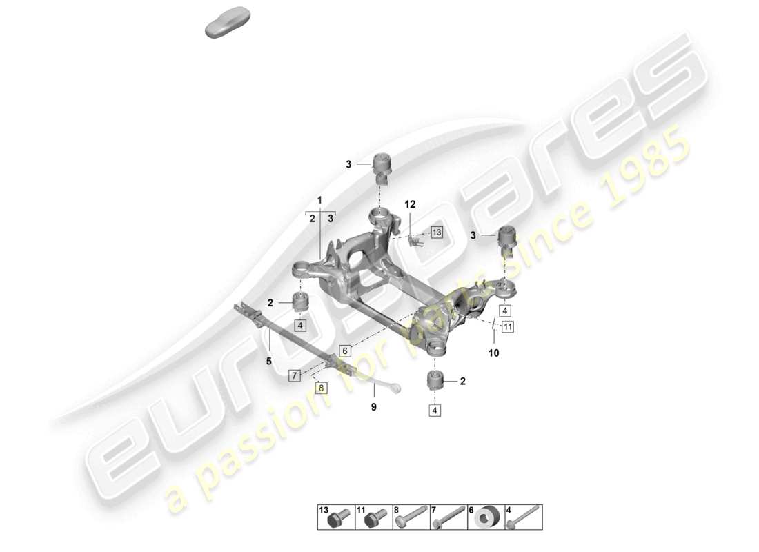 porsche 2025 (taycan 9j1-2) sous-châssis de suspension schéma des pièces