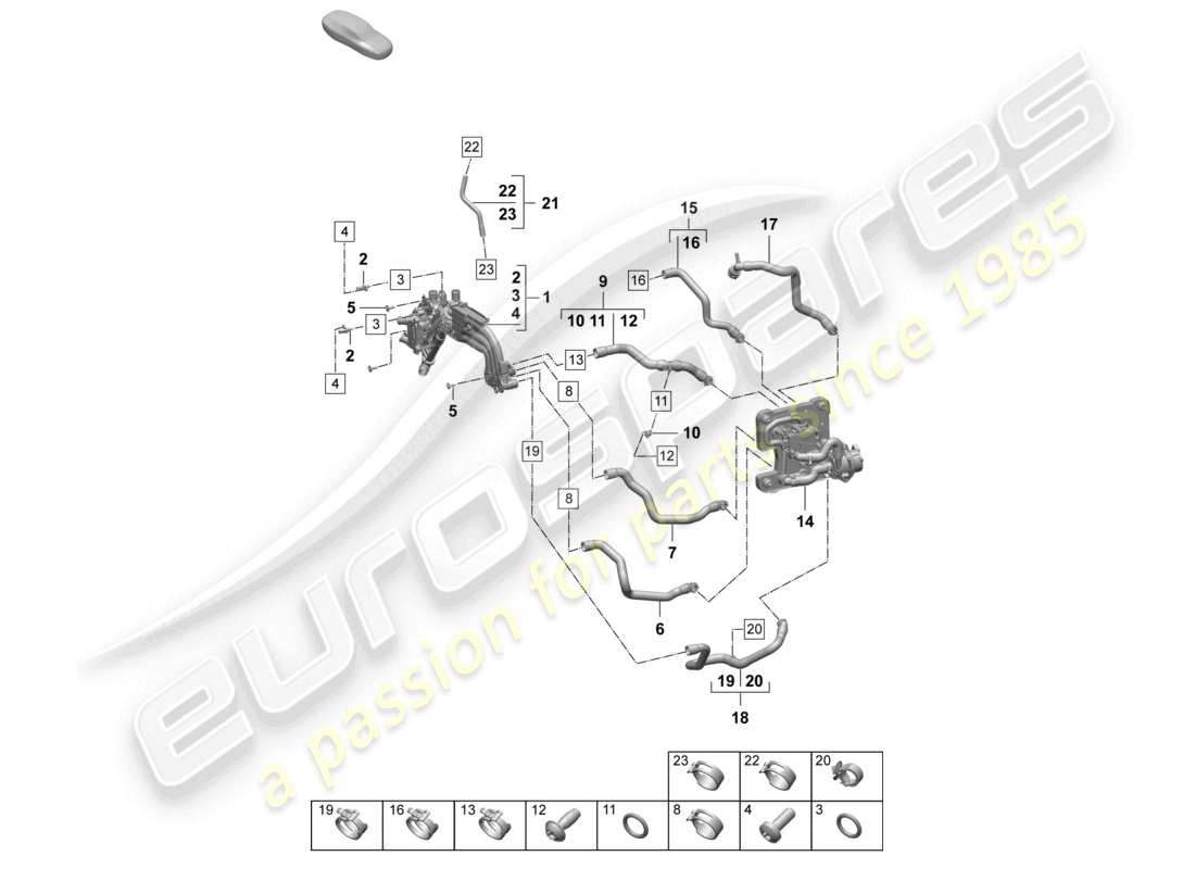 porsche 2025 (macan-e) système de refroidissement du liquide de refroidissement schéma des pièces