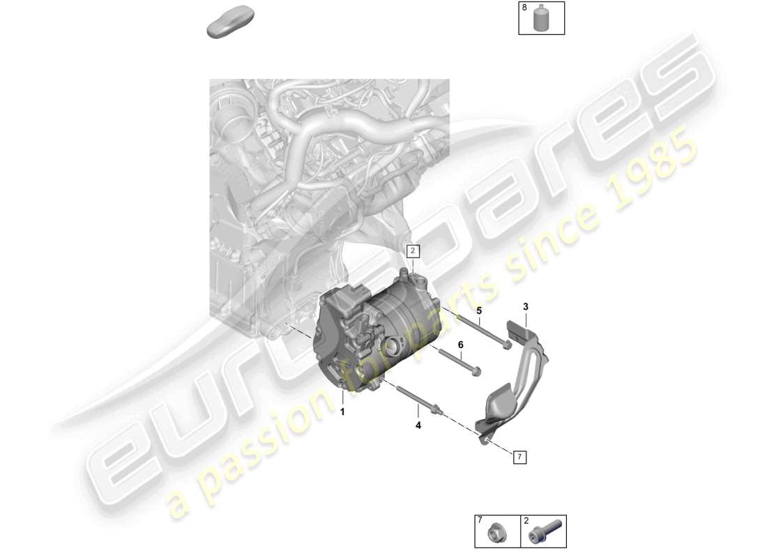 porsche 2024 (panamera 976) système de chauffage et de climatisation pour véhicules à propulsion hybride schéma des pièces du compresseur de climatisation électrique