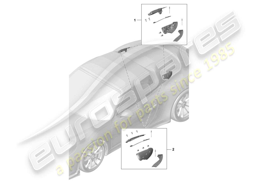 porsche 2021 (991-2 r/gt3/rs) schéma des pièces du mécanisme de verrouillage arrière