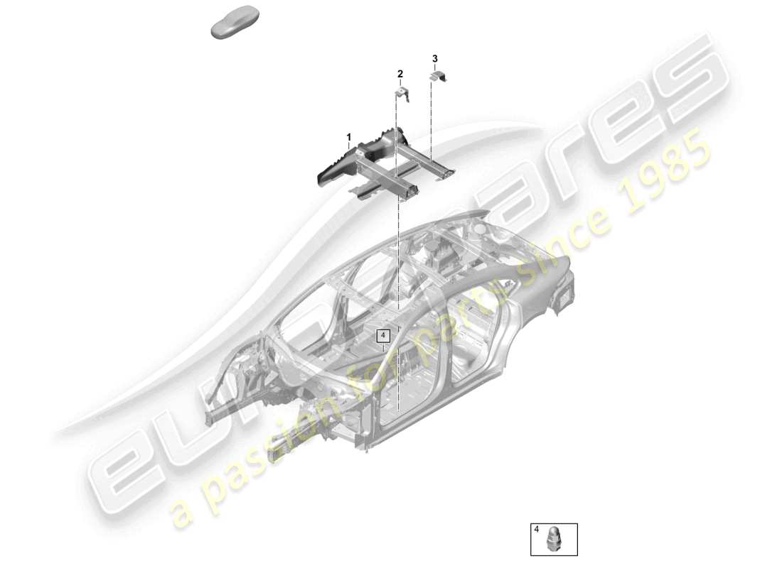 porsche 2024 (panamera 976) schéma des pièces du support de siège central avant