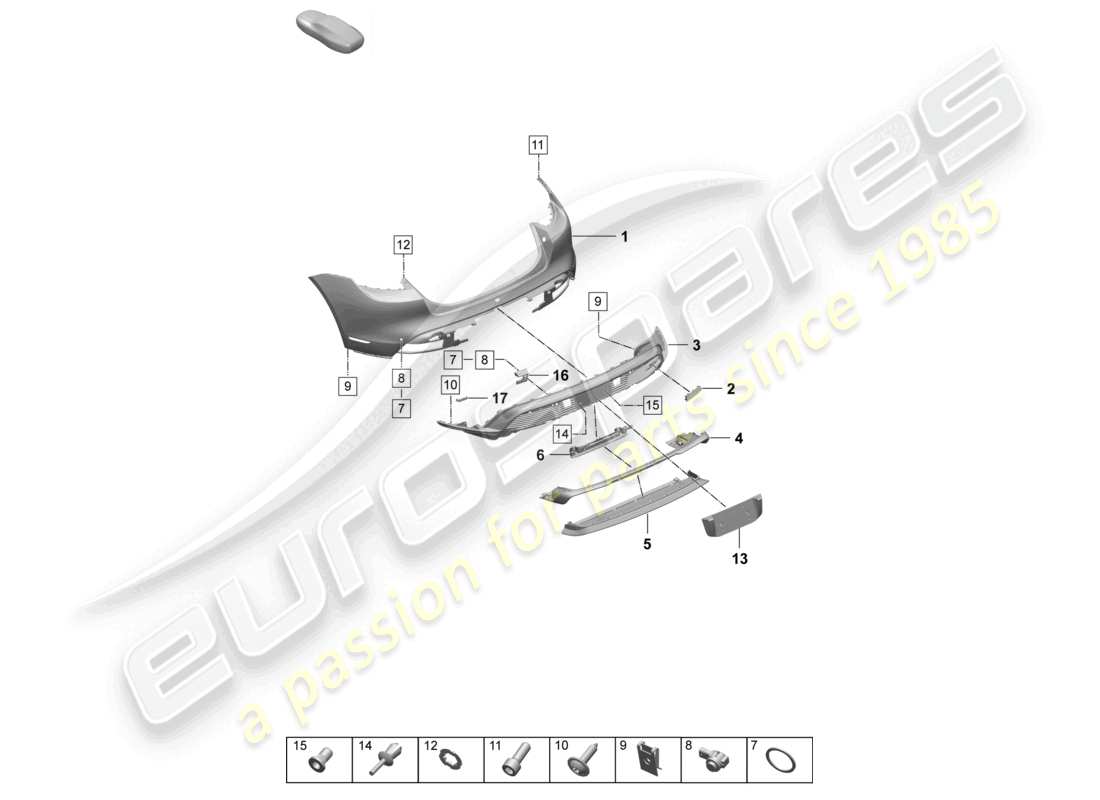 porsche 2025 (taycan 9j1-2) pare-chocs arrière pack sport design schéma des pièces