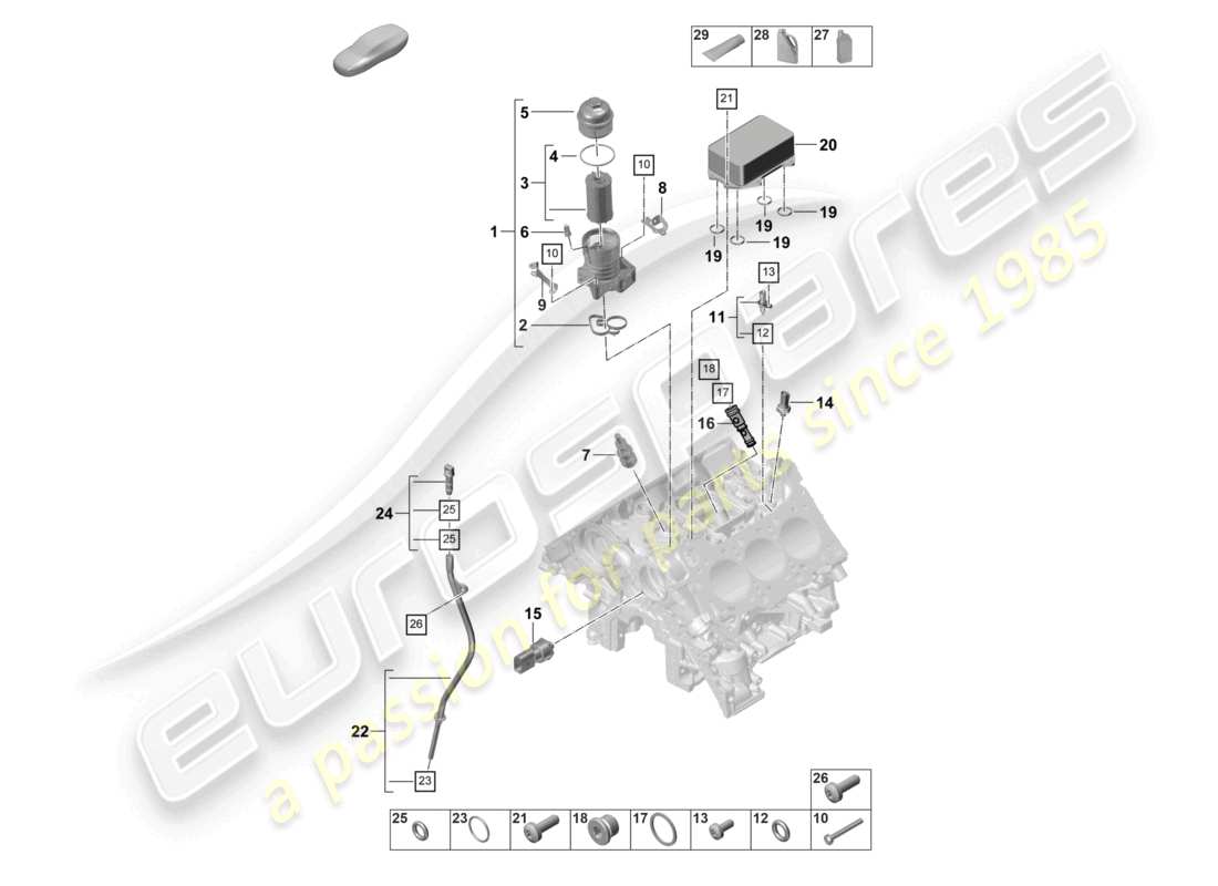 porsche 2021 (panamera 971-2) filtre à huile console refroidisseur d'huile schéma des pièces
