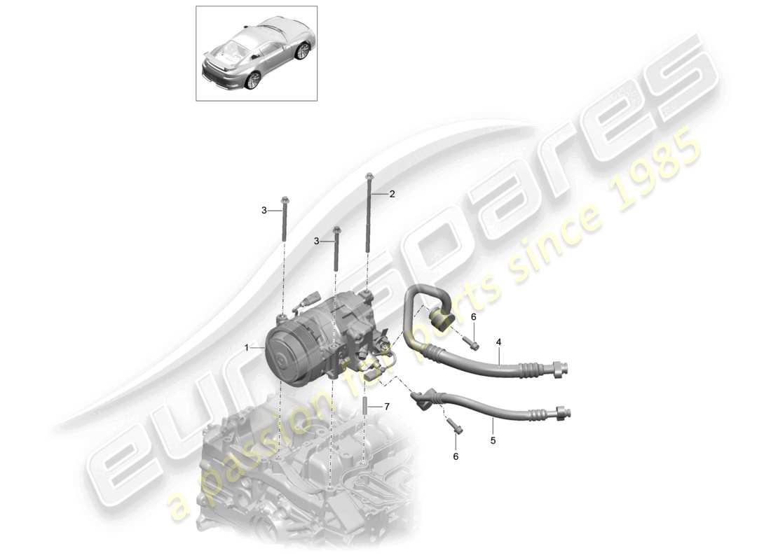 porsche 2021 (991-2 r/gt3/rs) compresseur climatisation d >>- mj 2017 schéma des pièces
