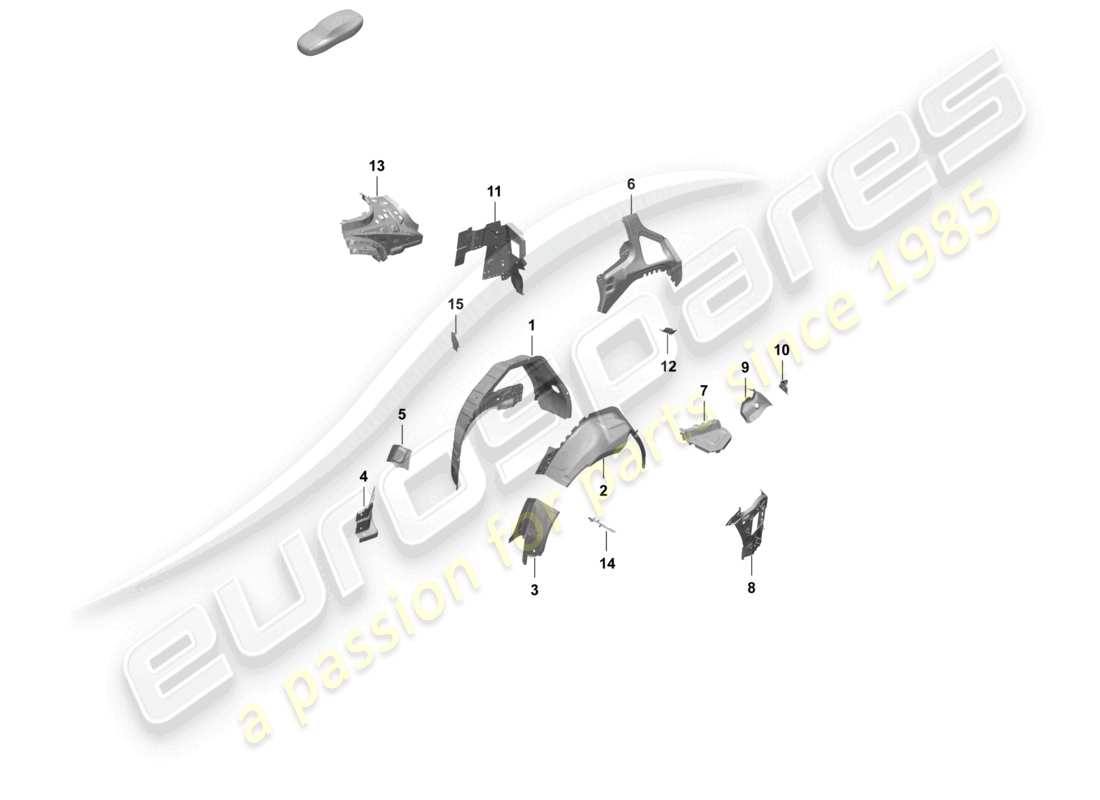 porsche 2025 (taycan 9j1-2) panneau latéral, carter de roue arrière intérieur diagramme des pièces