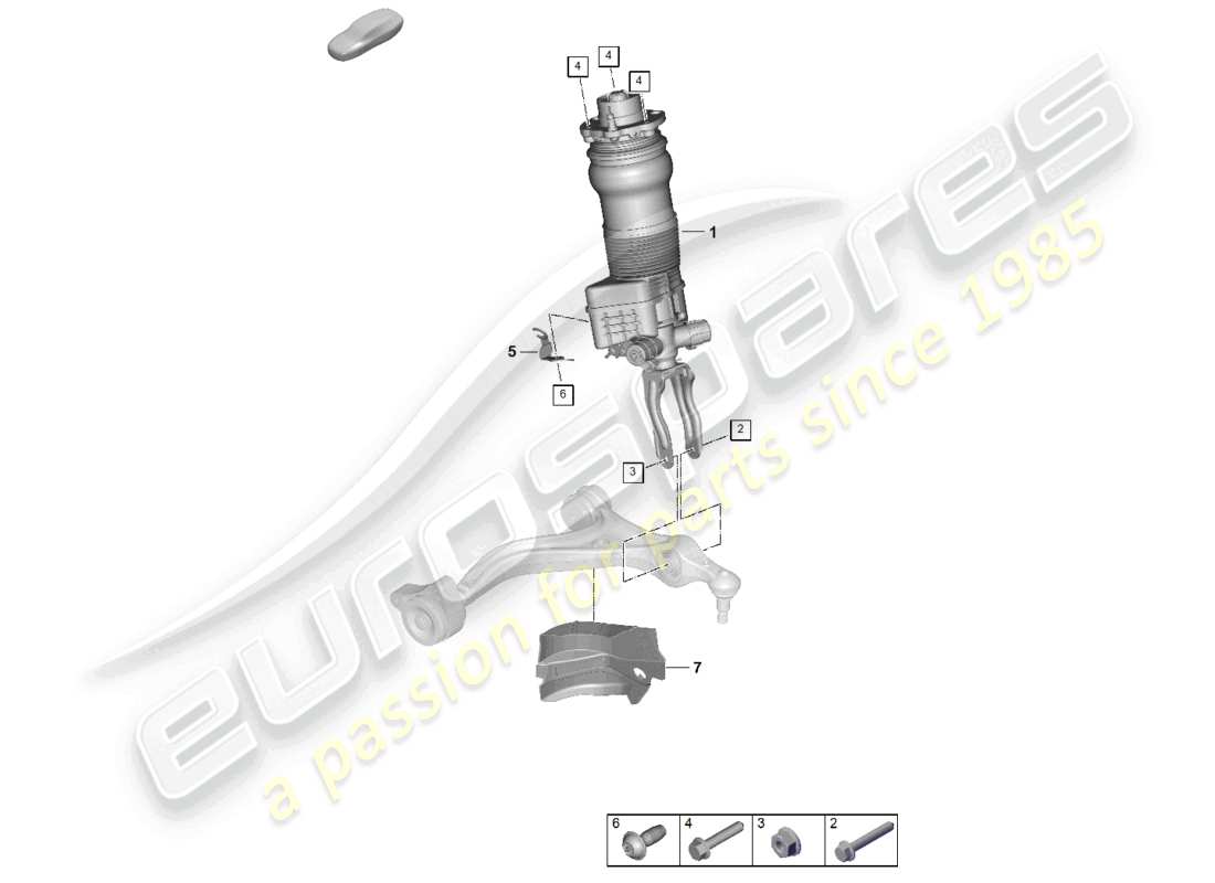 porsche 2024 (panamera 976) schéma complet des pièces de la jambe de suspension pneumatique