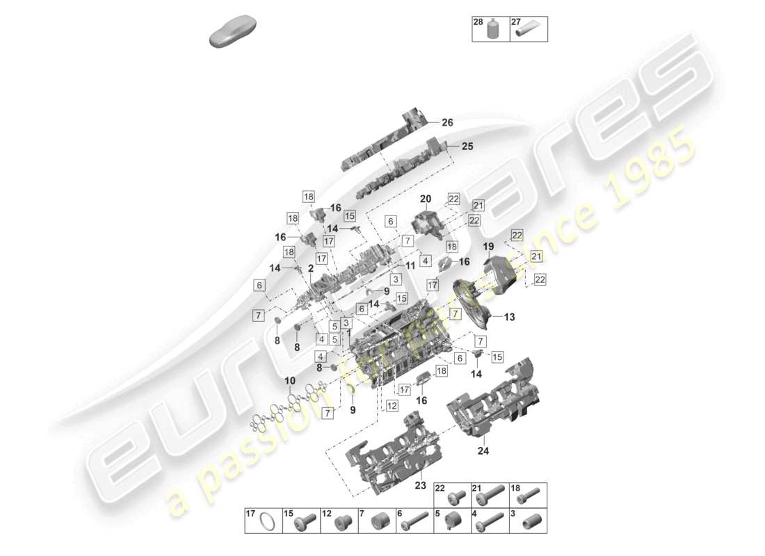 porsche 2021 (panamera 971-2) couvre-culasse isolation phonique pièces individuelles schéma des pièces
