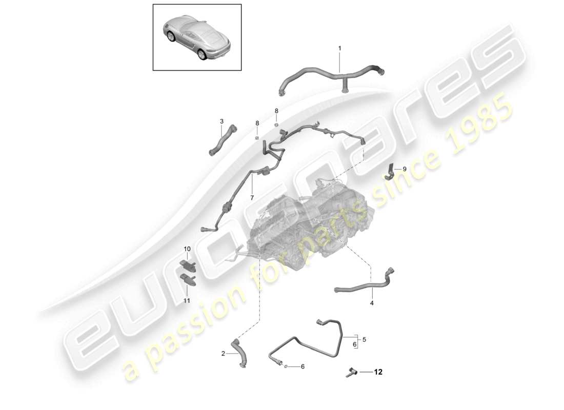 porsche 2024 (718 cayman) carter de carter composant de ventilation ventilation du réservoir pompe à vide schéma des pièces