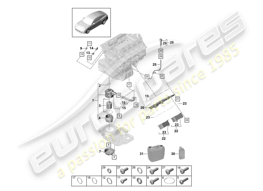 porsche 2021 (panamera 971-1) filtre à huile console refroidisseur d'huile schéma des pièces