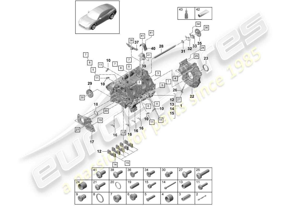 porsche 2021 (panamera 971-1) carter de vilebrequin pièces individuelles schéma des pièces