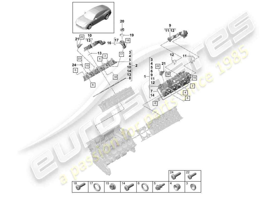 porsche 2021 (panamera 971-1) couvercle de soupape pièces individuelles schéma des pièces