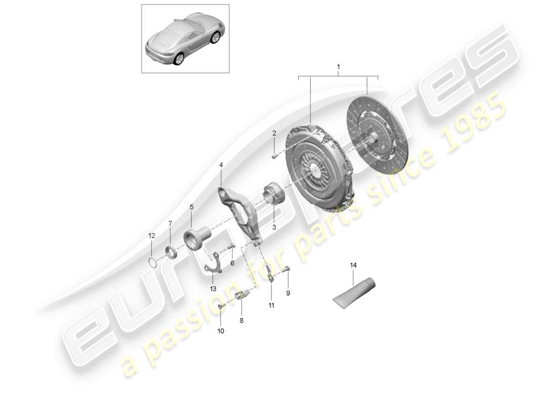 porsche 2024 (718 cayman) diagramme de pièce de couplage