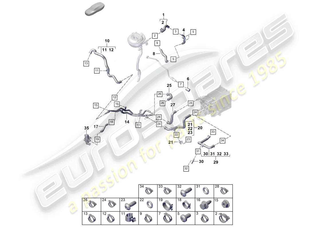 porsche 2025 (cayenne e3 pa) système de refroidissement du liquide de refroidissement schéma des pièces