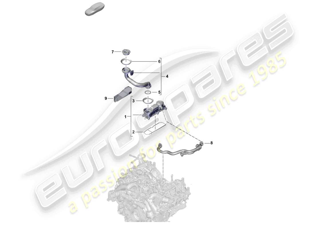 porsche 2025 (cayenne e3 pa) ventilation du séparateur d'huile du bloc-cylindres schéma des pièces