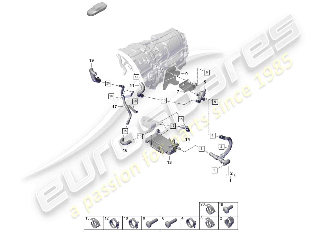 porsche 2025 (cayenne e3 pa) schéma des pièces du système de refroidissement du cayenne s