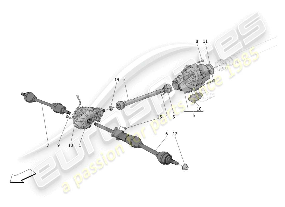 maserati grecale gt (2023) transmission des roues avants schéma des pièces